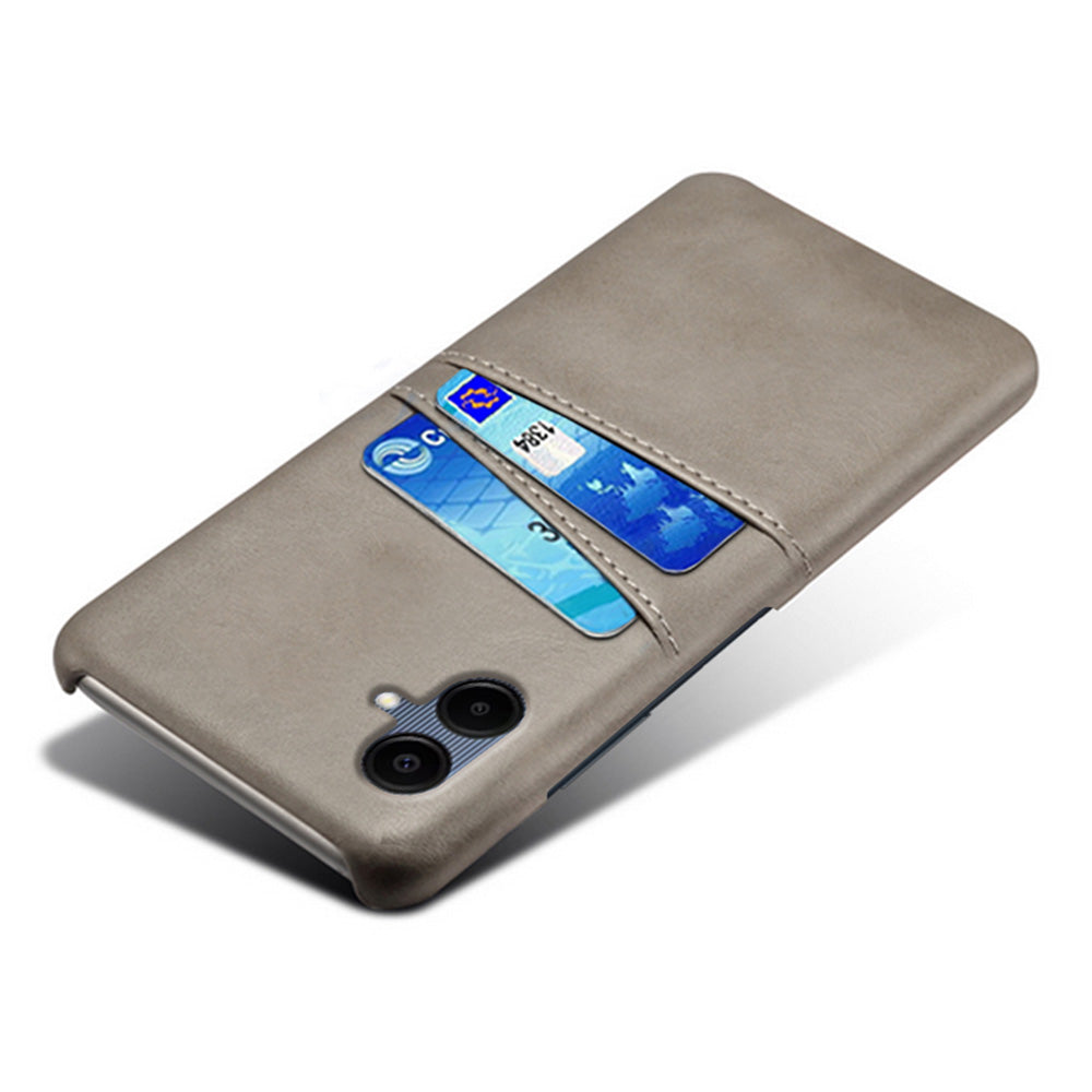For Samsung Galaxy A06 Case Dual Card Slots PU Leather + Hard PC Phone Cover - Grey