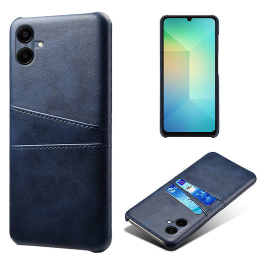 For Samsung Galaxy A06 Case Dual Card Slots PU Leather + Hard PC Phone Cover - Blue