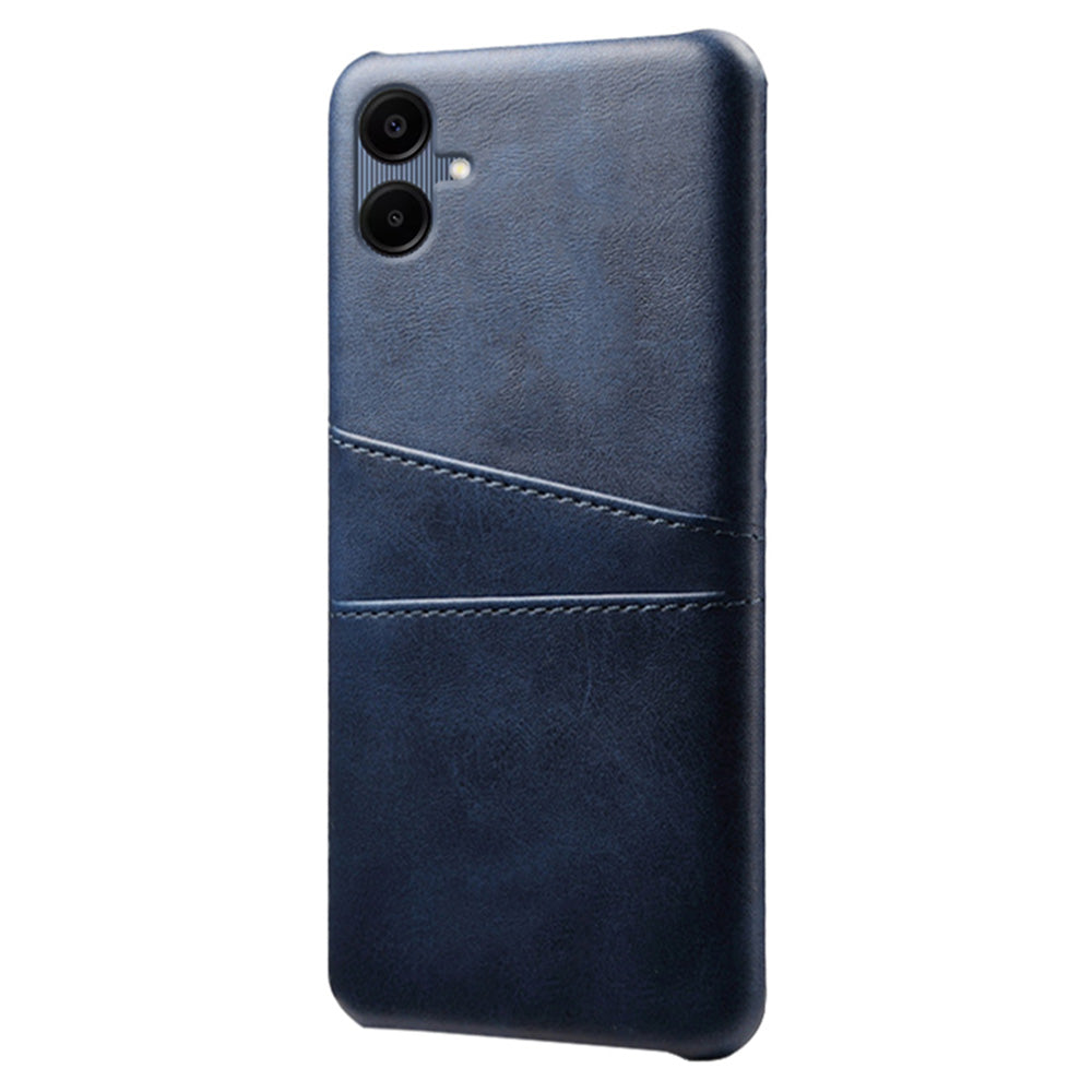 For Samsung Galaxy A06 Case Dual Card Slots PU Leather + Hard PC Phone Cover - Blue