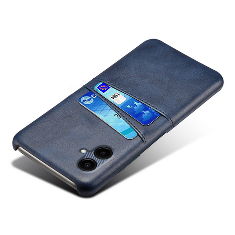 For Samsung Galaxy A06 Case Dual Card Slots PU Leather + Hard PC Phone Cover - Blue