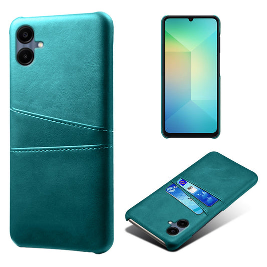 For Samsung Galaxy A06 Case Dual Card Slots PU Leather + Hard PC Phone Cover - Green