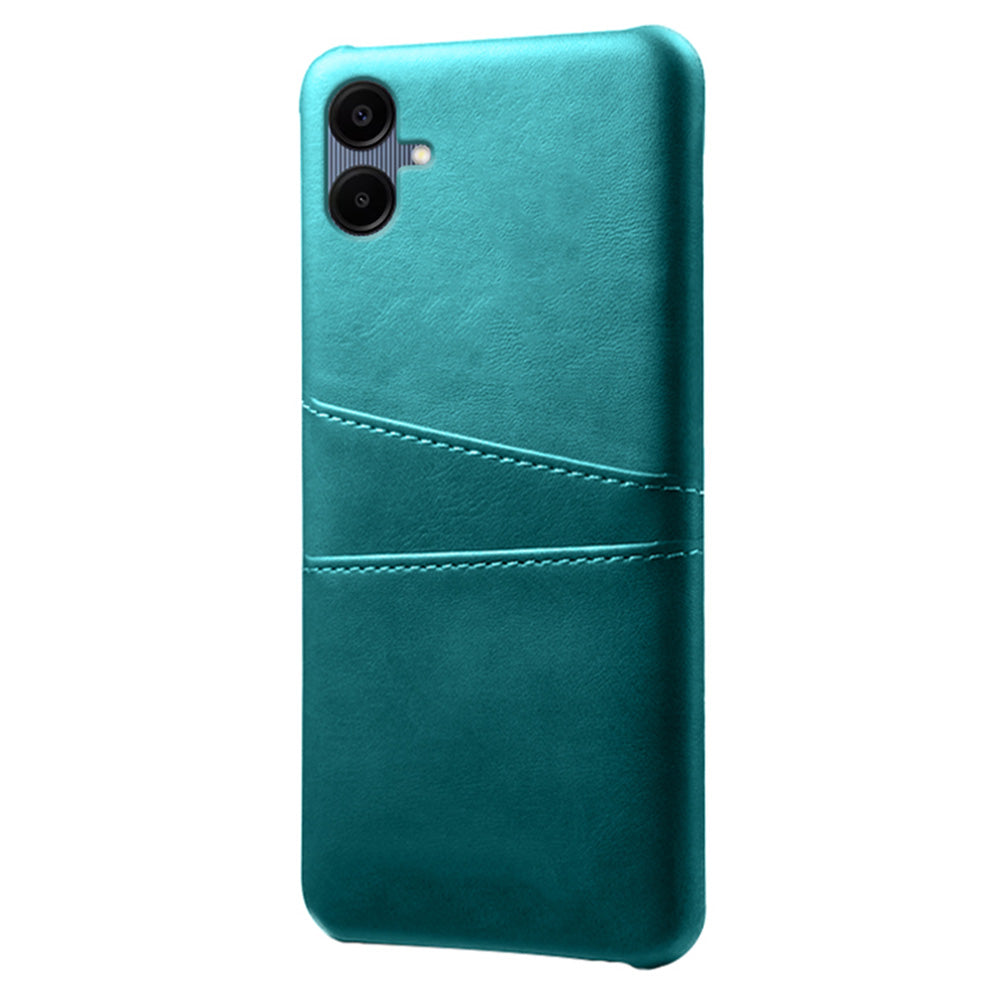 For Samsung Galaxy A06 Case Dual Card Slots PU Leather + Hard PC Phone Cover - Green
