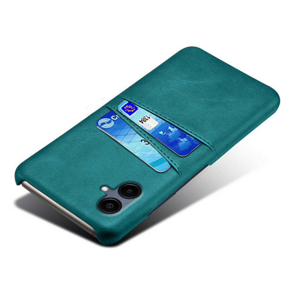 For Samsung Galaxy A06 Case Dual Card Slots PU Leather + Hard PC Phone Cover - Green