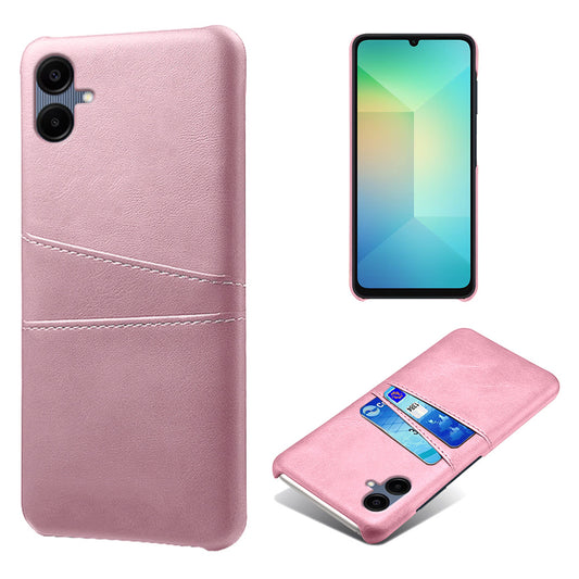 For Samsung Galaxy A06 Case Dual Card Slots PU Leather + Hard PC Phone Cover - Rose Gold