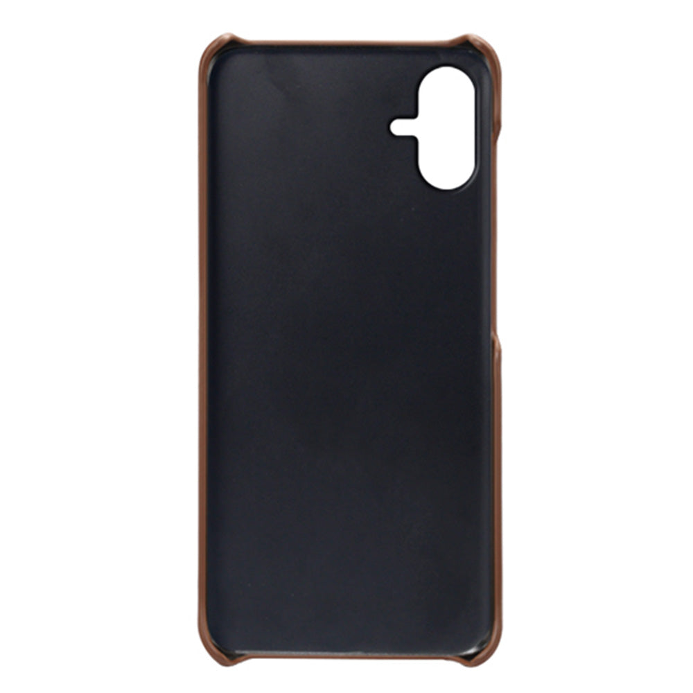 For Samsung Galaxy A06 Case Dual Card Slots PU Leather + Hard PC Phone Cover - Brown