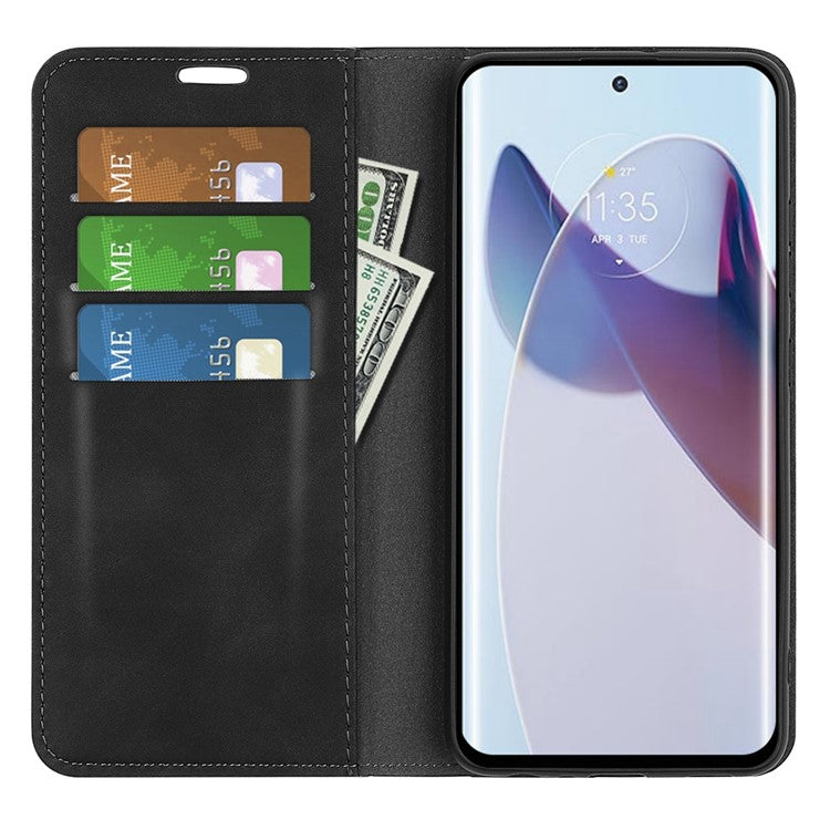 For Motorola Moto X30 Pro 5G / Edge 30 Ultra 5G Skin-touch Feeling Phone Cover Magnetic Auto-absorbed PU Leather Case with Stand Wallet - Black