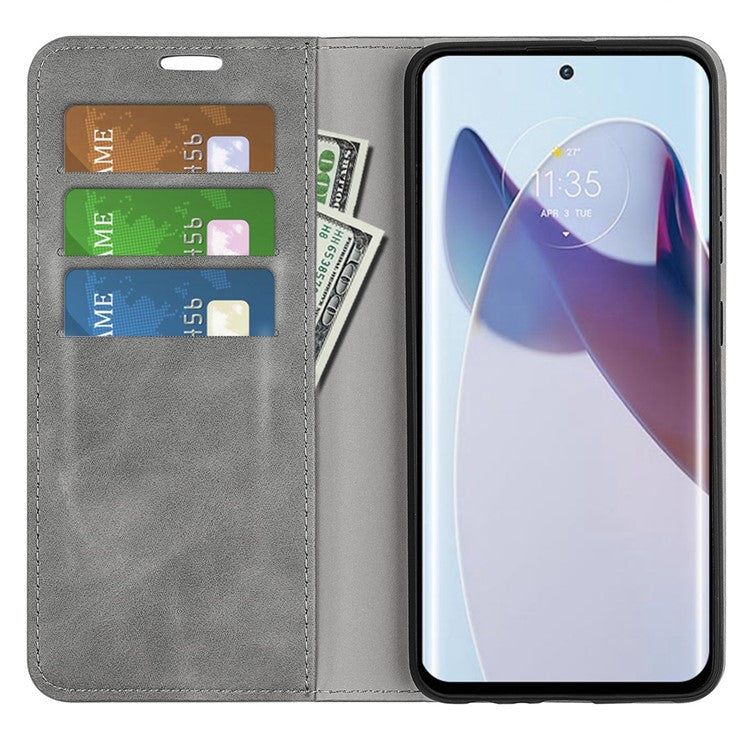 For Motorola Moto X30 Pro 5G / Edge 30 Ultra 5G Skin-touch Feeling Phone Cover Magnetic Auto-absorbed PU Leather Case with Stand Wallet - Grey