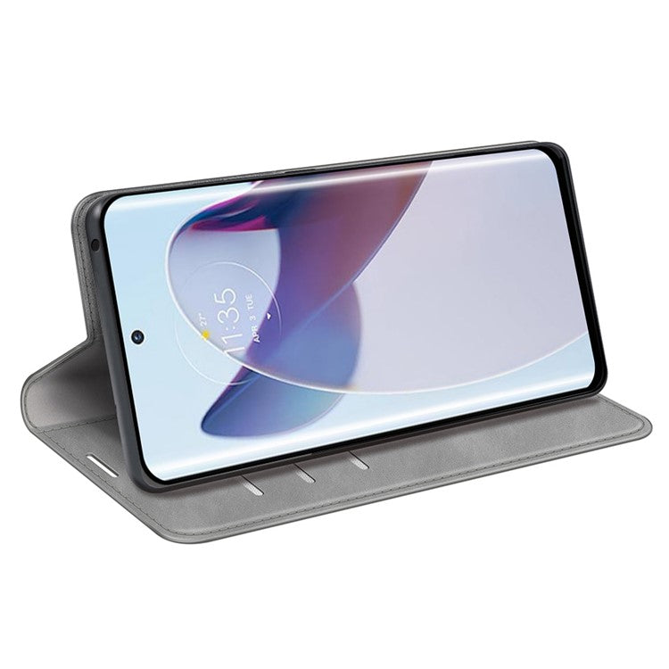 For Motorola Moto X30 Pro 5G / Edge 30 Ultra 5G Skin-touch Feeling Phone Cover Magnetic Auto-absorbed PU Leather Case with Stand Wallet - Grey