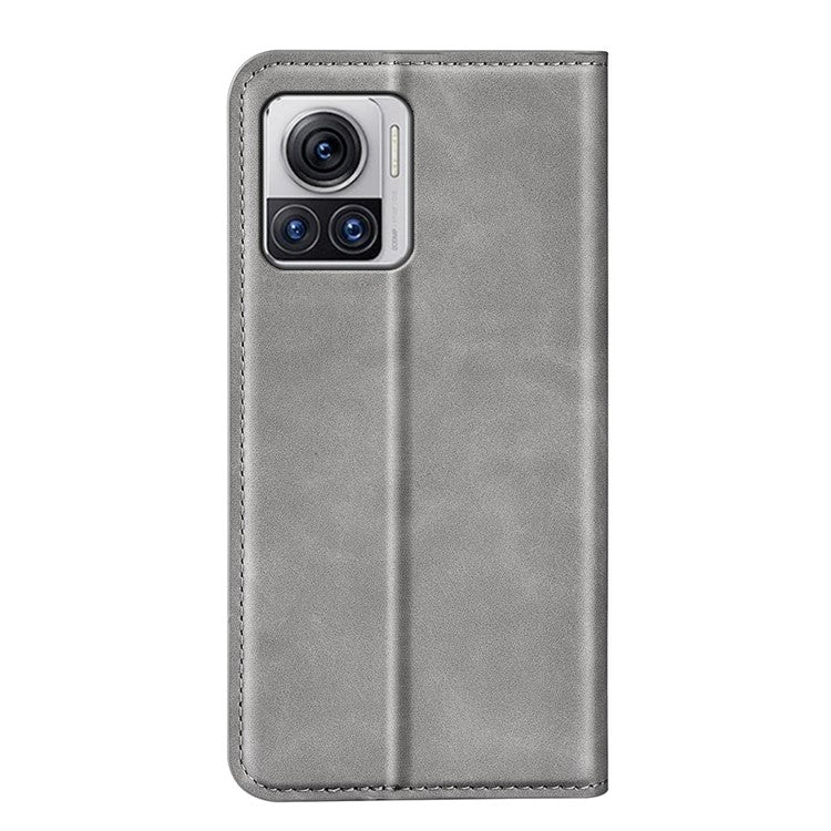 For Motorola Moto X30 Pro 5G / Edge 30 Ultra 5G Skin-touch Feeling Phone Cover Magnetic Auto-absorbed PU Leather Case with Stand Wallet - Grey
