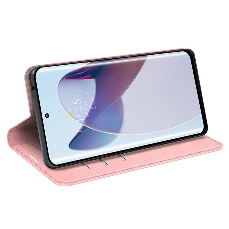 For Motorola Moto X30 Pro 5G / Edge 30 Ultra 5G Skin-touch Feeling Phone Cover Magnetic Auto-absorbed PU Leather Case with Stand Wallet - Pink