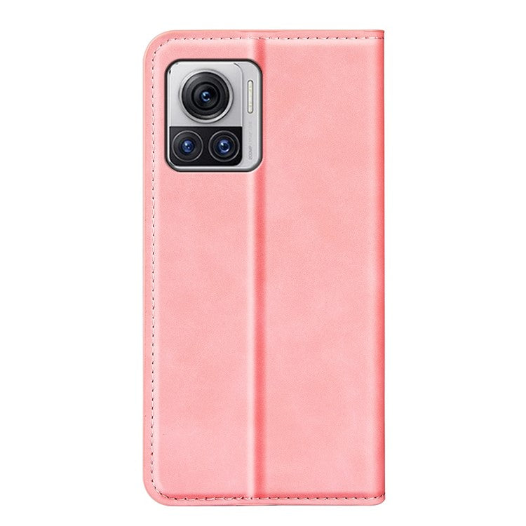 For Motorola Moto X30 Pro 5G / Edge 30 Ultra 5G Skin-touch Feeling Phone Cover Magnetic Auto-absorbed PU Leather Case with Stand Wallet - Pink