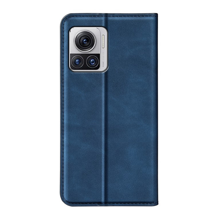 For Motorola Moto X30 Pro 5G / Edge 30 Ultra 5G Skin-touch Feeling Phone Cover Magnetic Auto-absorbed PU Leather Case with Stand Wallet - Blue
