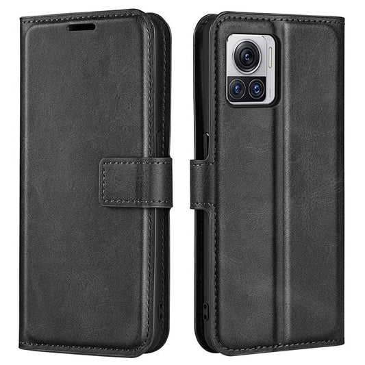 For Motorola Moto X30 Pro 5G / Edge 30 Ultra 5G Textured PU Leather Stand Wallet Case Square Magnetic Clasp Shockproof Phone Cover - Black