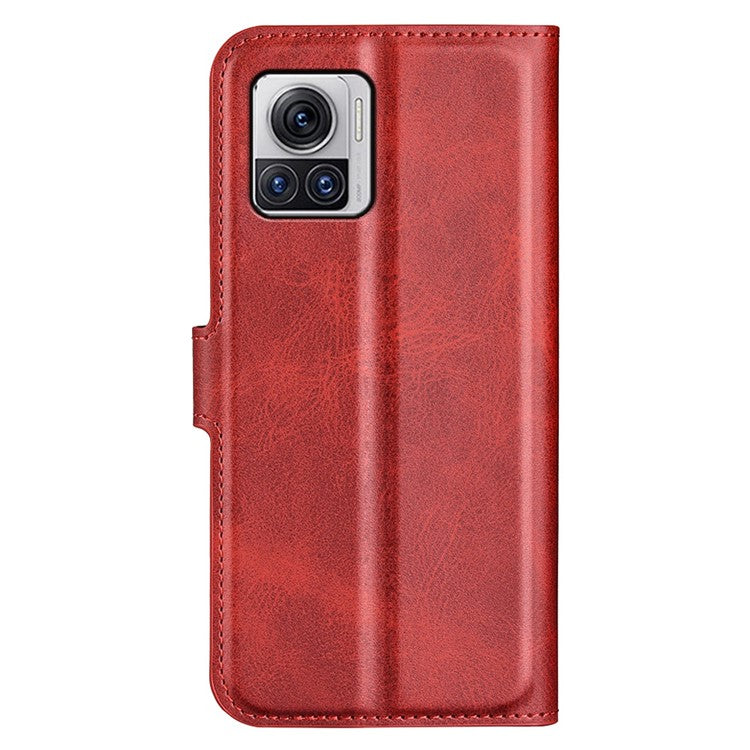 For Motorola Moto X30 Pro 5G / Edge 30 Ultra 5G Textured PU Leather Stand Wallet Case Square Magnetic Clasp Shockproof Phone Cover - Red