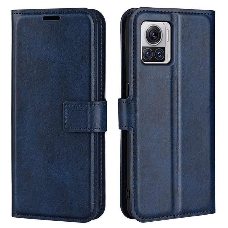 For Motorola Moto X30 Pro 5G / Edge 30 Ultra 5G Textured PU Leather Stand Wallet Case Square Magnetic Clasp Shockproof Phone Cover - Blue