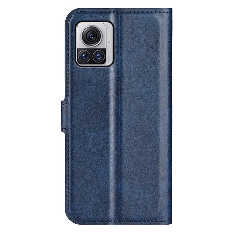 For Motorola Moto X30 Pro 5G / Edge 30 Ultra 5G Textured PU Leather Stand Wallet Case Square Magnetic Clasp Shockproof Phone Cover - Blue