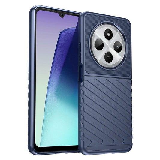 For Xiaomi Poco C75 4G / Redmi 14R 5G / 14C 4G Case Twill Texture TPU Shockproof Protective Phone Cover - Blue