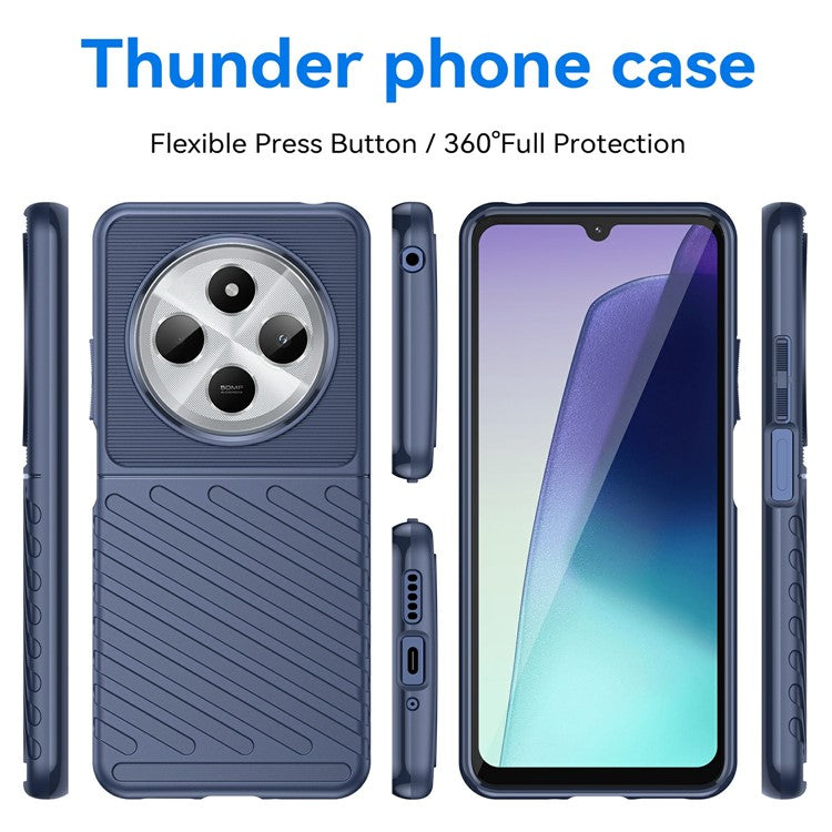 For Xiaomi Poco C75 4G / Redmi 14R 5G / 14C 4G Case Twill Texture TPU Shockproof Protective Phone Cover - Blue