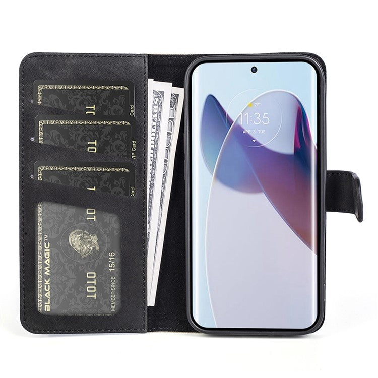 For Motorola Moto X30 Pro 5G / Edge 30 Ultra 5G Phone Case Anti-Drop Shockproof Case Color Splicing PU Leather TPU Cover with Stand Wallet - Black