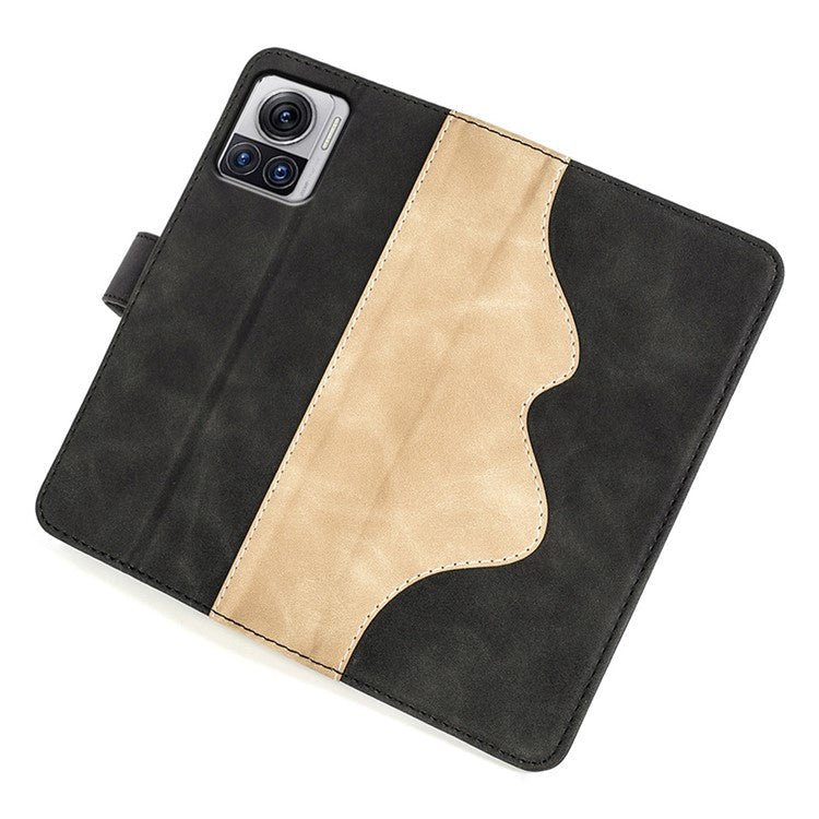 For Motorola Moto X30 Pro 5G / Edge 30 Ultra 5G Phone Case Anti-Drop Shockproof Case Color Splicing PU Leather TPU Cover with Stand Wallet - Black