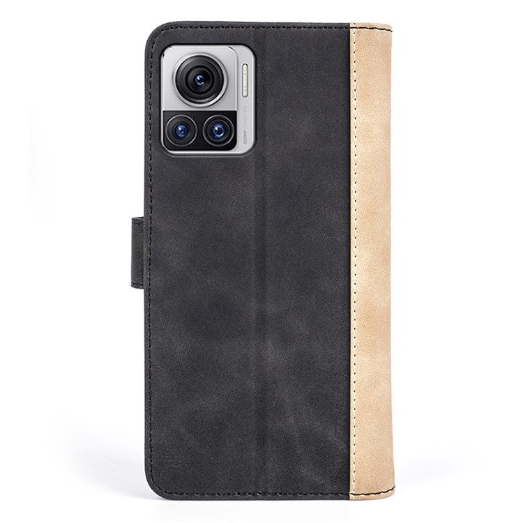 For Motorola Moto X30 Pro 5G / Edge 30 Ultra 5G Phone Case Anti-Drop Shockproof Case Color Splicing PU Leather TPU Cover with Stand Wallet - Black