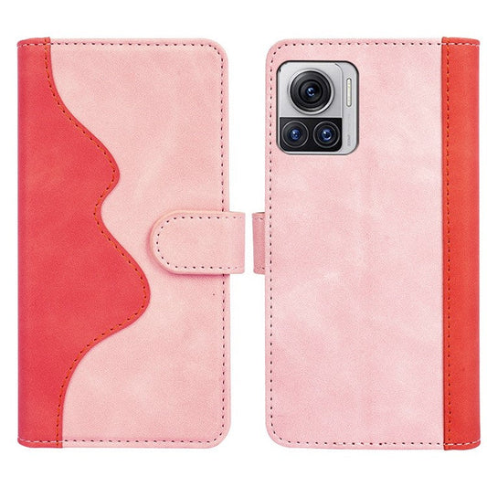 For Motorola Moto X30 Pro 5G / Edge 30 Ultra 5G Phone Case Anti-Drop Shockproof Case Color Splicing PU Leather TPU Cover with Stand Wallet - Pink