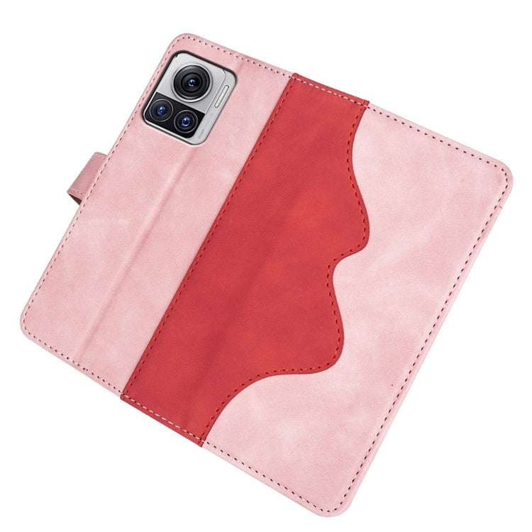 For Motorola Moto X30 Pro 5G / Edge 30 Ultra 5G Phone Case Anti-Drop Shockproof Case Color Splicing PU Leather TPU Cover with Stand Wallet - Pink