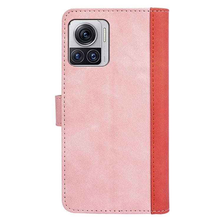 For Motorola Moto X30 Pro 5G / Edge 30 Ultra 5G Phone Case Anti-Drop Shockproof Case Color Splicing PU Leather TPU Cover with Stand Wallet - Pink