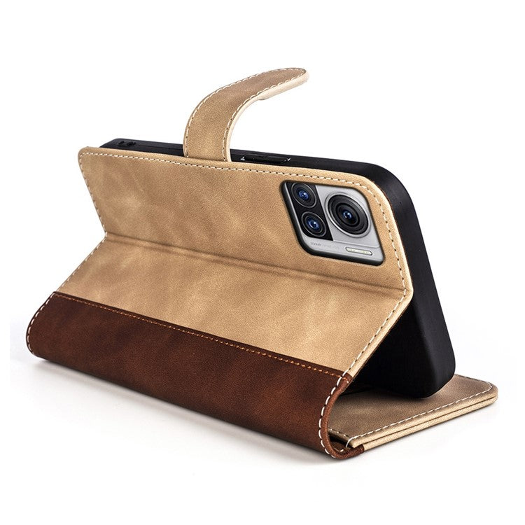 For Motorola Moto X30 Pro 5G / Edge 30 Ultra 5G Phone Case Anti-Drop Shockproof Case Color Splicing PU Leather TPU Cover with Stand Wallet - Yellow