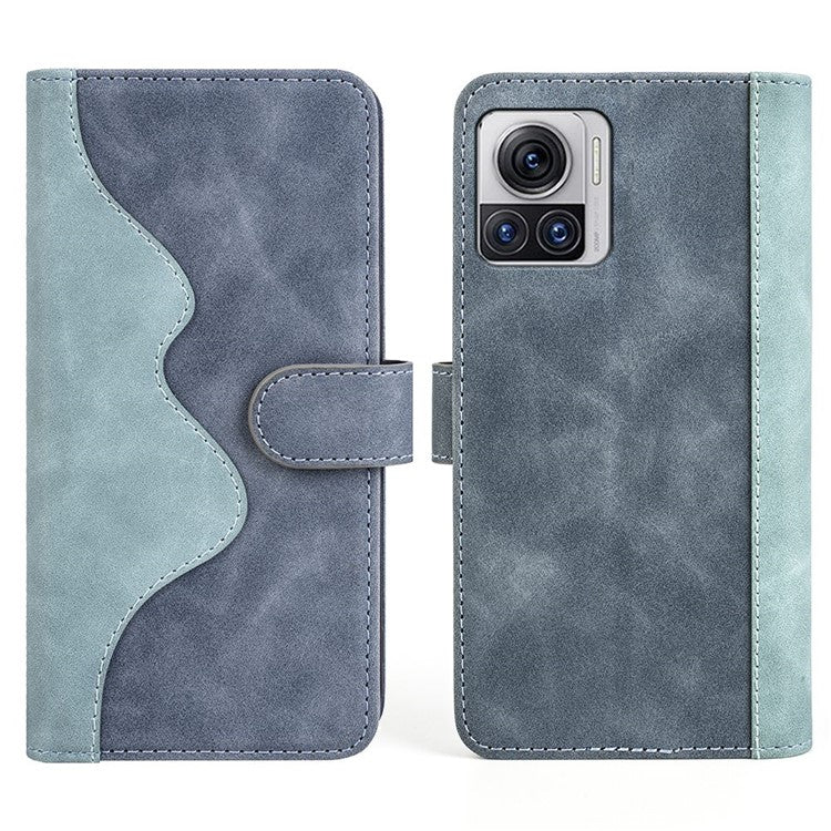 For Motorola Moto X30 Pro 5G / Edge 30 Ultra 5G Phone Case Anti-Drop Shockproof Case Color Splicing PU Leather TPU Cover with Stand Wallet - Blue
