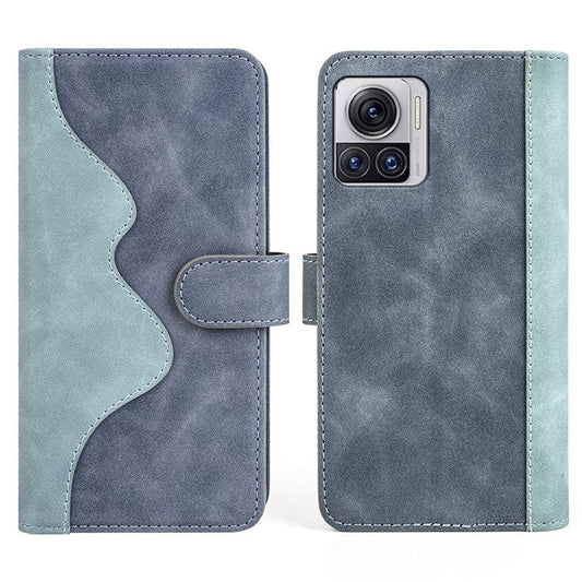 For Motorola Moto X30 Pro 5G / Edge 30 Ultra 5G Phone Case Anti-Drop Shockproof Case Color Splicing PU Leather TPU Cover with Stand Wallet - Blue