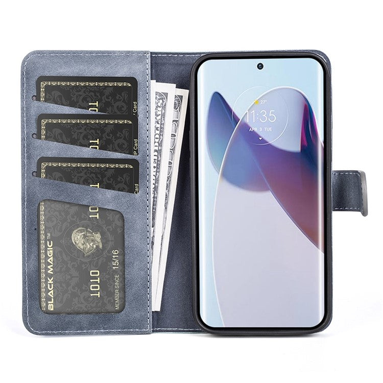 For Motorola Moto X30 Pro 5G / Edge 30 Ultra 5G Phone Case Anti-Drop Shockproof Case Color Splicing PU Leather TPU Cover with Stand Wallet - Blue