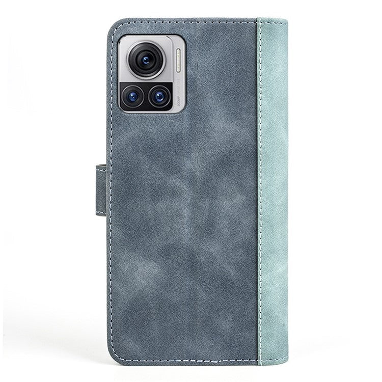 For Motorola Moto X30 Pro 5G / Edge 30 Ultra 5G Phone Case Anti-Drop Shockproof Case Color Splicing PU Leather TPU Cover with Stand Wallet - Blue