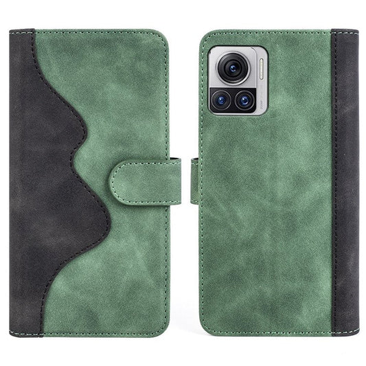 For Motorola Moto X30 Pro 5G / Edge 30 Ultra 5G Phone Case Anti-Drop Shockproof Case Color Splicing PU Leather TPU Cover with Stand Wallet - Green