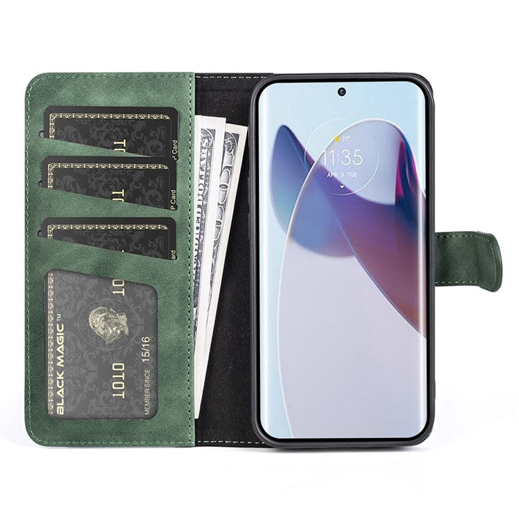 For Motorola Moto X30 Pro 5G / Edge 30 Ultra 5G Phone Case Anti-Drop Shockproof Case Color Splicing PU Leather TPU Cover with Stand Wallet - Green