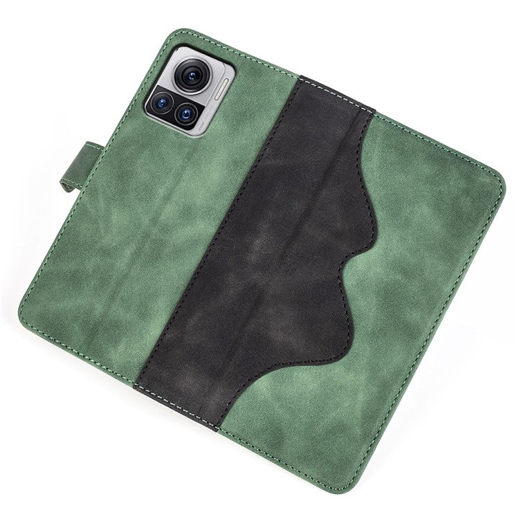 For Motorola Moto X30 Pro 5G / Edge 30 Ultra 5G Phone Case Anti-Drop Shockproof Case Color Splicing PU Leather TPU Cover with Stand Wallet - Green