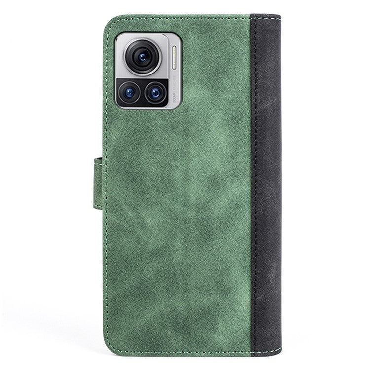 For Motorola Moto X30 Pro 5G / Edge 30 Ultra 5G Phone Case Anti-Drop Shockproof Case Color Splicing PU Leather TPU Cover with Stand Wallet - Green