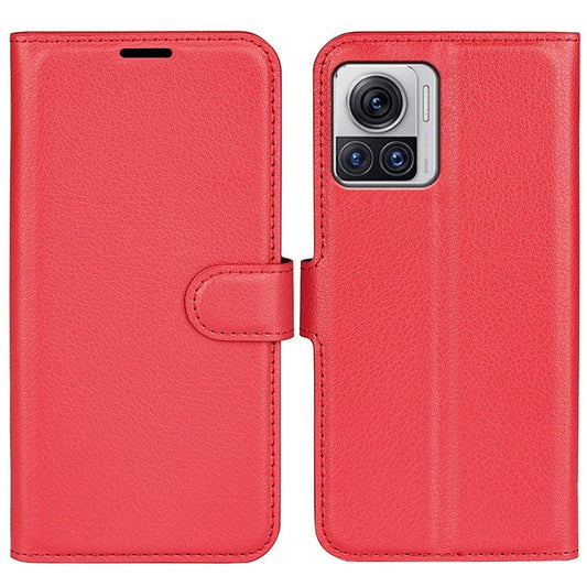 For Motorola Moto X30 Pro 5G / Edge 30 Ultra 5G Drop-proof Litchi Texture Folio Flip Phone Case PU Leather Wallet Stand Protective Cover - Red