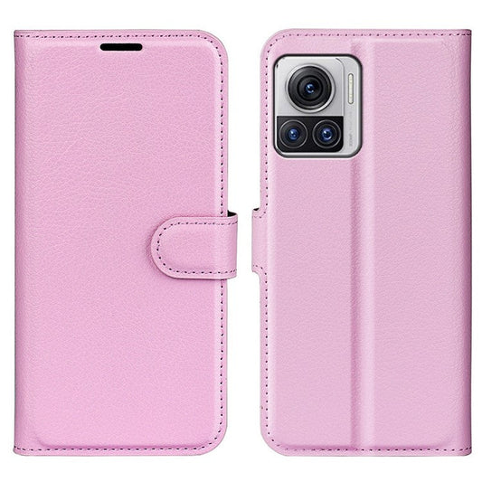 For Motorola Moto X30 Pro 5G / Edge 30 Ultra 5G Drop-proof Litchi Texture Folio Flip Phone Case PU Leather Wallet Stand Protective Cover - Pink