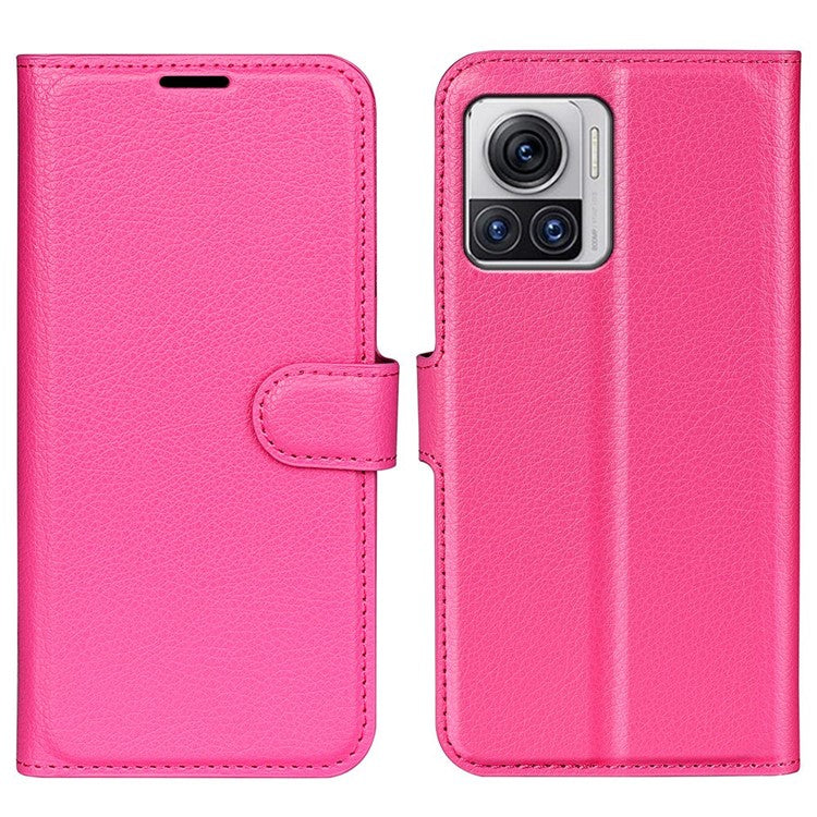 For Motorola Moto X30 Pro 5G / Edge 30 Ultra 5G Drop-proof Litchi Texture Folio Flip Phone Case PU Leather Wallet Stand Protective Cover - Rose