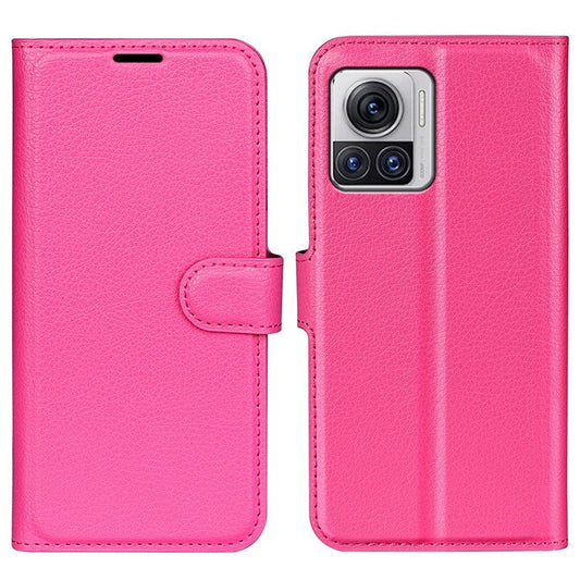 For Motorola Moto X30 Pro 5G / Edge 30 Ultra 5G Drop-proof Litchi Texture Folio Flip Phone Case PU Leather Wallet Stand Protective Cover - Rose
