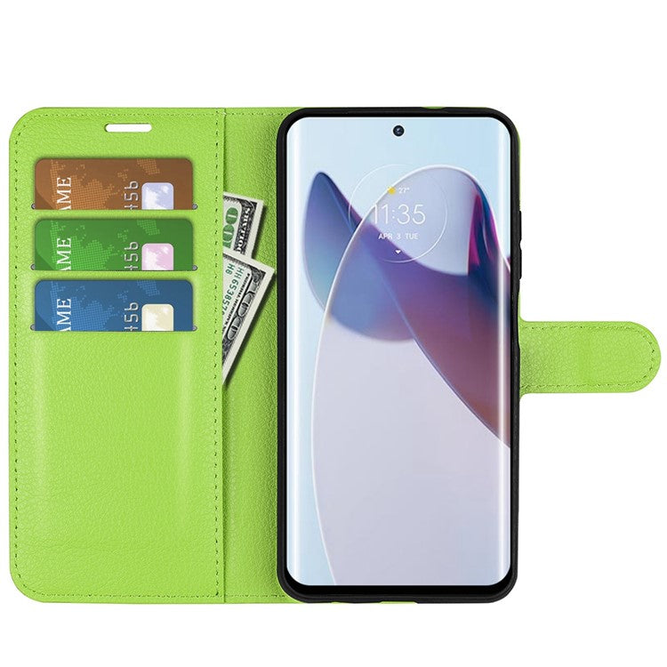 For Motorola Moto X30 Pro 5G / Edge 30 Ultra 5G Drop-proof Litchi Texture Folio Flip Phone Case PU Leather Wallet Stand Protective Cover - Green