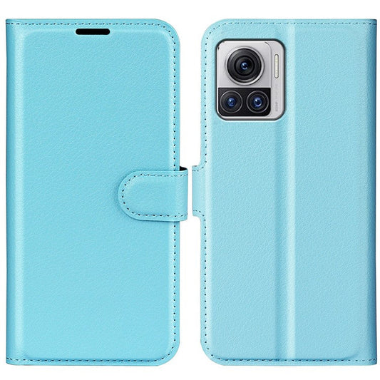 For Motorola Moto X30 Pro 5G / Edge 30 Ultra 5G Drop-proof Litchi Texture Folio Flip Phone Case PU Leather Wallet Stand Protective Cover - Blue