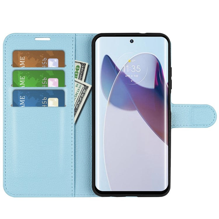 For Motorola Moto X30 Pro 5G / Edge 30 Ultra 5G Drop-proof Litchi Texture Folio Flip Phone Case PU Leather Wallet Stand Protective Cover - Blue