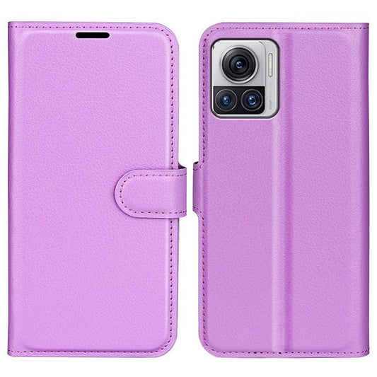 For Motorola Moto X30 Pro 5G / Edge 30 Ultra 5G Drop-proof Litchi Texture Folio Flip Phone Case PU Leather Wallet Stand Protective Cover - Purple