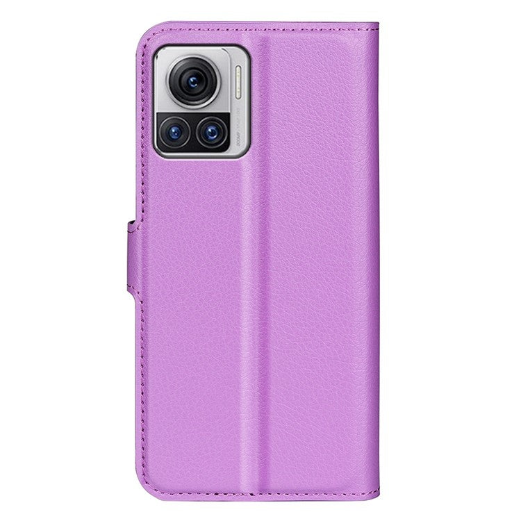 For Motorola Moto X30 Pro 5G / Edge 30 Ultra 5G Drop-proof Litchi Texture Folio Flip Phone Case PU Leather Wallet Stand Protective Cover - Purple