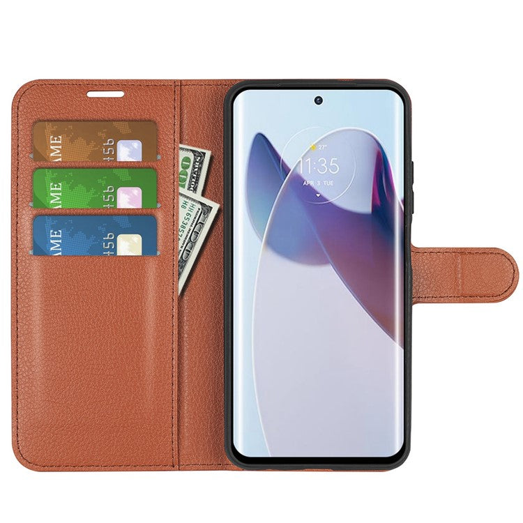 For Motorola Moto X30 Pro 5G / Edge 30 Ultra 5G Drop-proof Litchi Texture Folio Flip Phone Case PU Leather Wallet Stand Protective Cover - Brown
