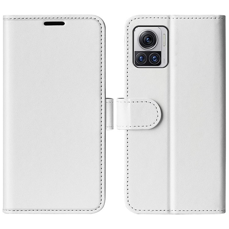 Crazy Horse Texture Phone Case for Motorola Moto X30 Pro 5G / Edge 30 Ultra 5G, PU Leather Foldable Stand Wallet Drop-proof Cover - White