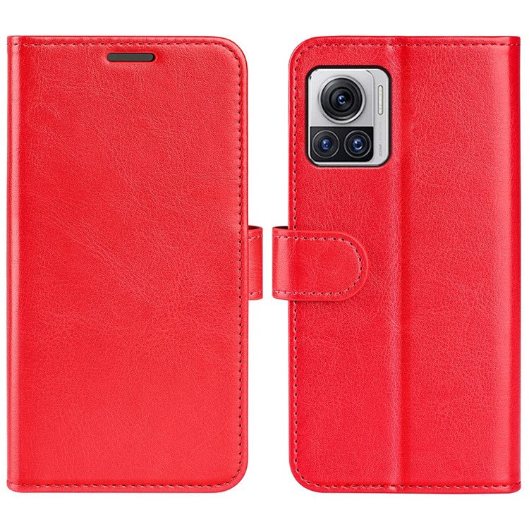 Crazy Horse Texture Phone Case for Motorola Moto X30 Pro 5G / Edge 30 Ultra 5G, PU Leather Foldable Stand Wallet Drop-proof Cover - Red