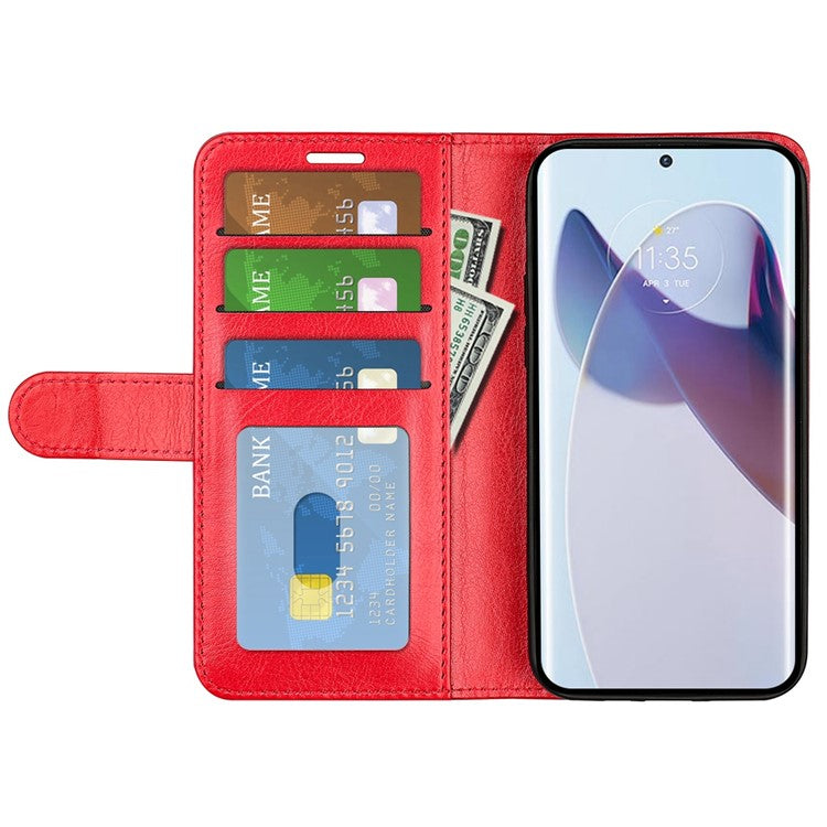 Crazy Horse Texture Phone Case for Motorola Moto X30 Pro 5G / Edge 30 Ultra 5G, PU Leather Foldable Stand Wallet Drop-proof Cover - Red